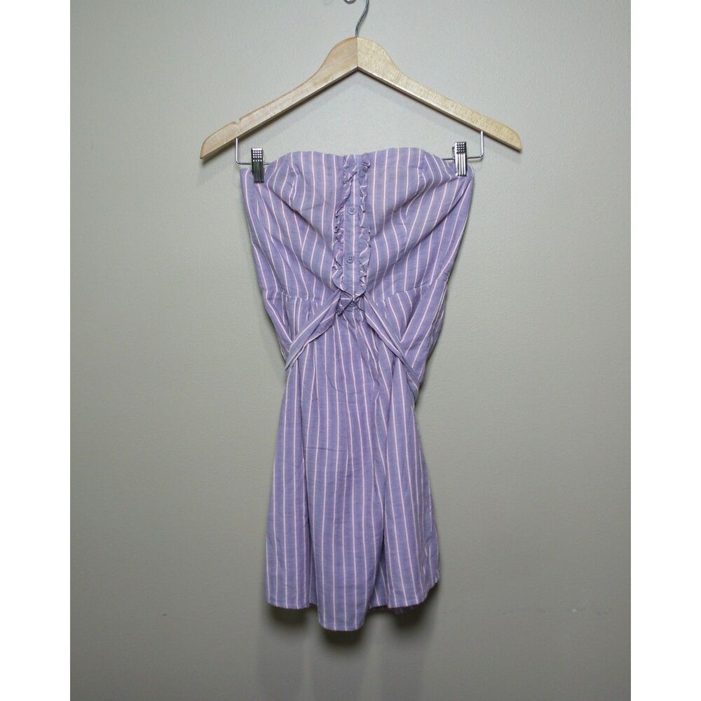 Mossimo Supply Co Strapless Dress M Lavender Stripe Y2K Coquette Summer Mini - Picture 2 of 8